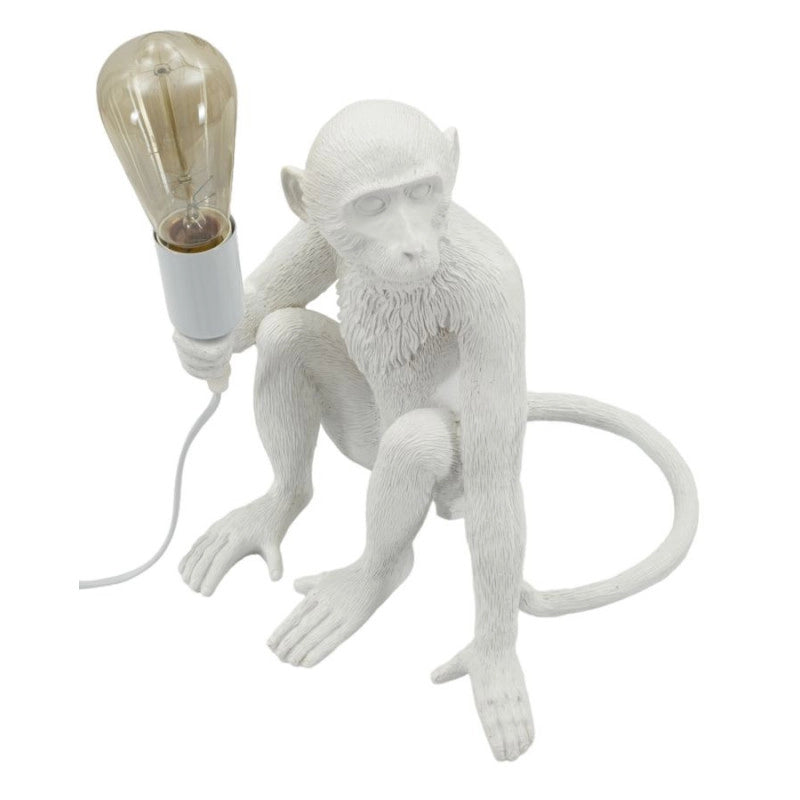 Lampadelle A Da Tavolo Monkey Seduta Bianca cm 33x33x32