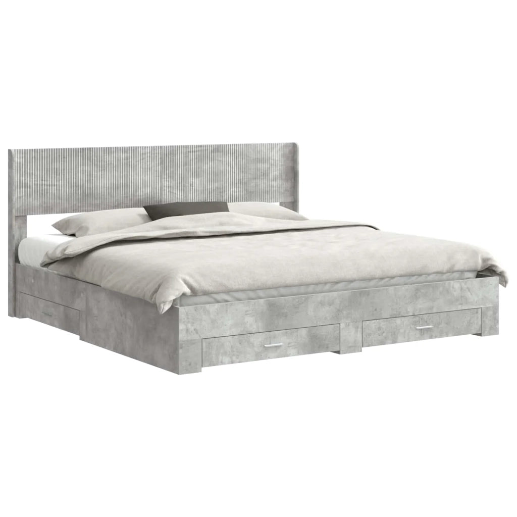 Struttura del letto con stoccaggio e testata Grigio Cemento 3414440