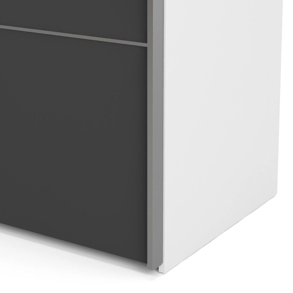 Guardaroba 2 ante Anela, Mobile camera da letto, Cabina armadio portabiti, Armadio appendiabiti, 182x64 h202 cm, Grigio e Bianco
