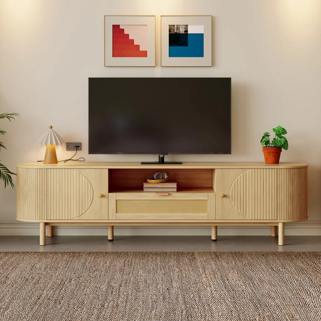 Cassettiera per TV Natural; in MDF; lunghezza 175 cm