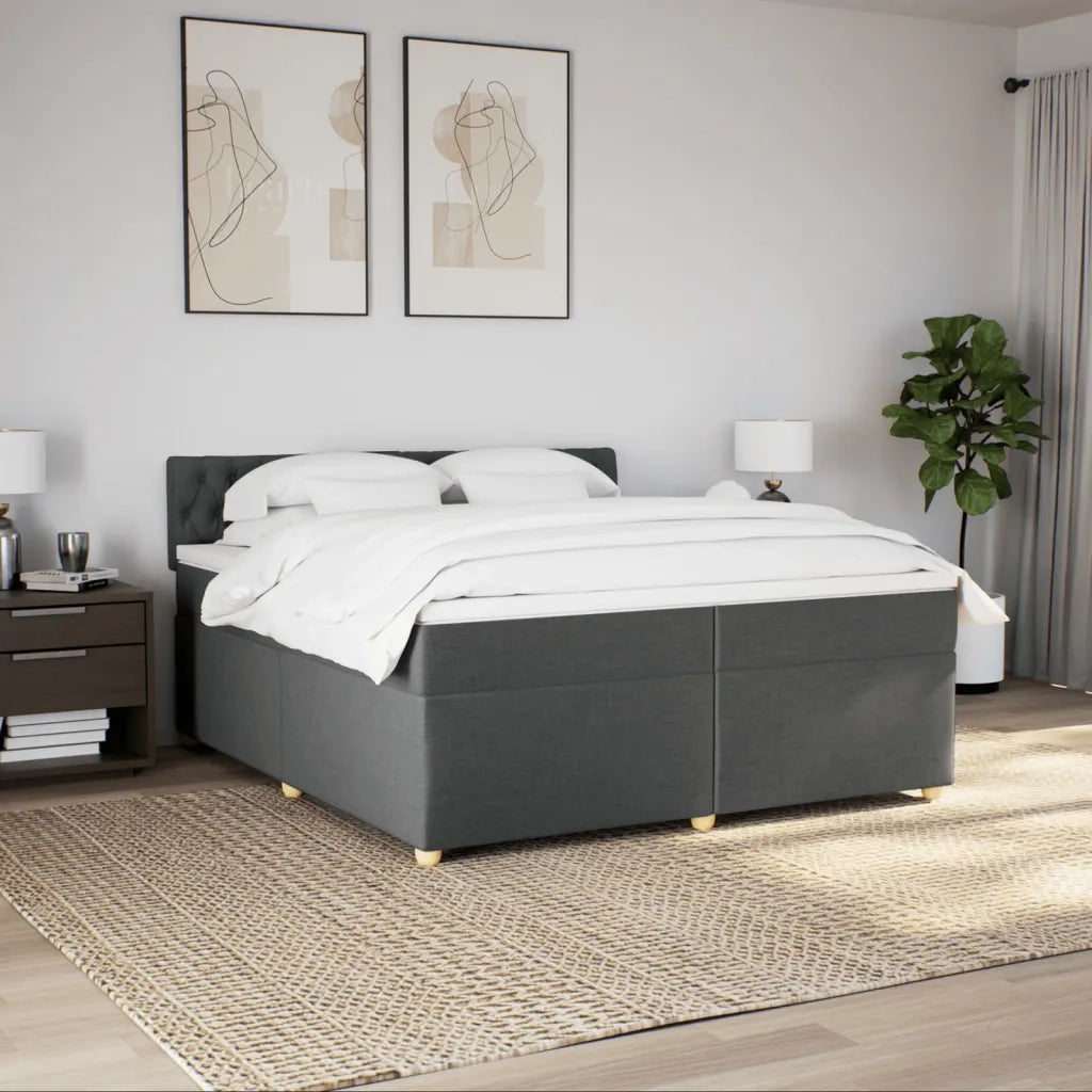 Giroletto a Molle con Materasso Grigio Scuro 200x200 cm Tessuto 3289095