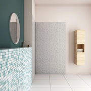 H.210 cm Pannello Doccia ad Angolo 90x90 cm Realizzato in Alluminio da 3 mm con Profili Finitura Grigio Cemento per Rivestimento Parete Bagno