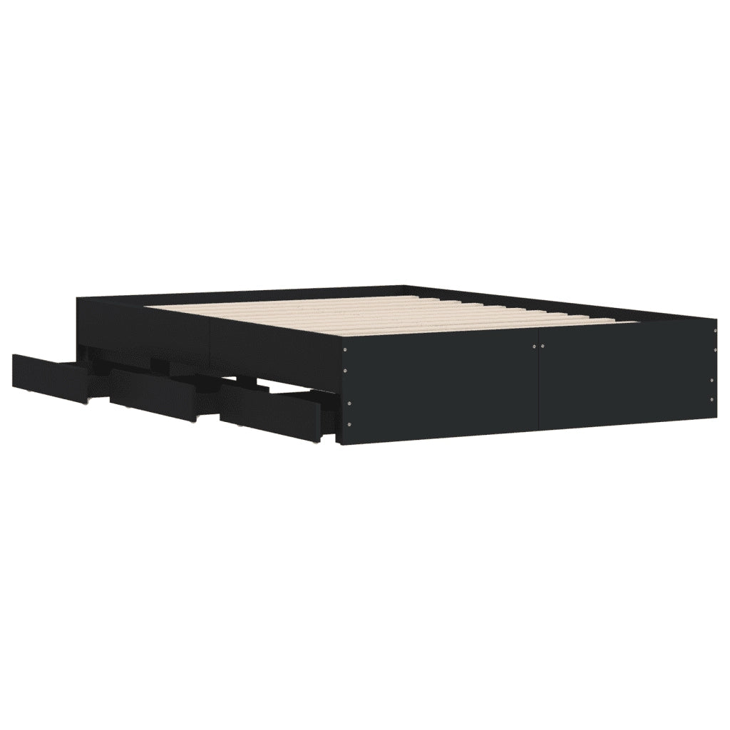 Giroletto con Cassetti-Struttura Letto con contenitore Nero 120x190 cm in Legno Multistrato 134529
