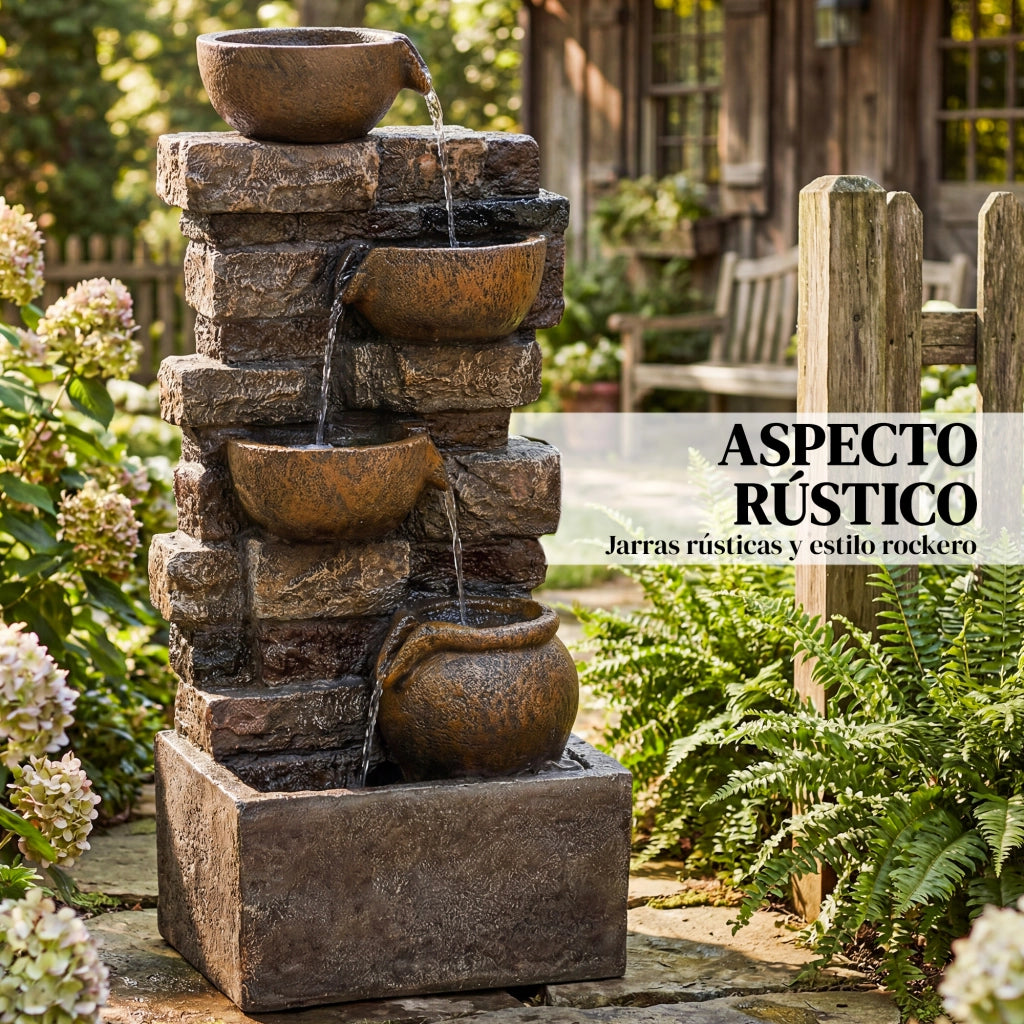 Fontana da Giardino con LED ¨C zephmum ¨C Marrone 5 Livelli