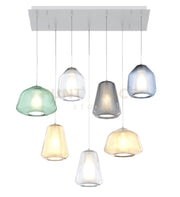 SOSPENSIONE BIANCO 7 LUCI RETTANGOLARE VETRI (ALPHA VE + AM) (BETA TR + BL) (GAMMA TR + AM + FU) 1176BI-S7 R ABG-MC