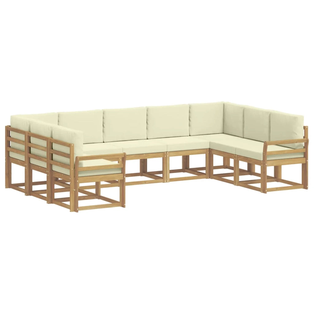 Set di divani da esterno con cuscino 9 pcs Bianco e Crema 3388219