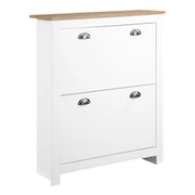 Mobile Scarpiera Slim Salvaspazio 2 Cassetti a Ribalta 12 Paia di Scarpe 79x23x90,5 cm Bianco