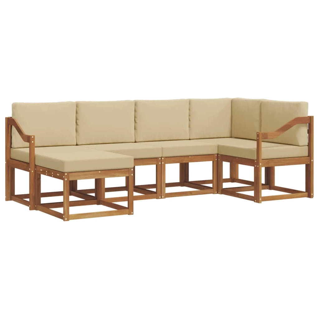 Set di divani da esterno con cuscino 6 pcs Naturale e Beige 3366656
