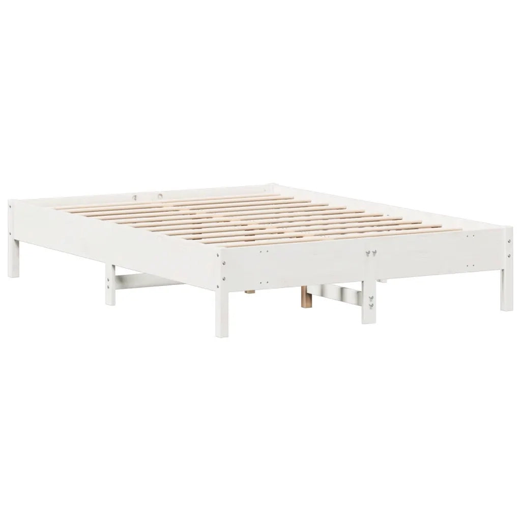Letto senza Materasso Bianco 150x200 cm Legno Massello di Pino 842695