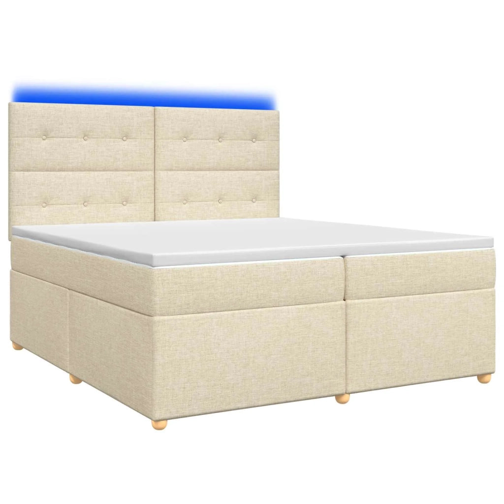 Letto box spring con materasso Crema 200 x 200 cm Tessuto 3455432