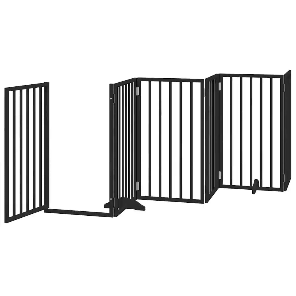 Cancello Cani Porta Pieghevole Nero 15 Pannelli 750 cm Pioppo 3155546