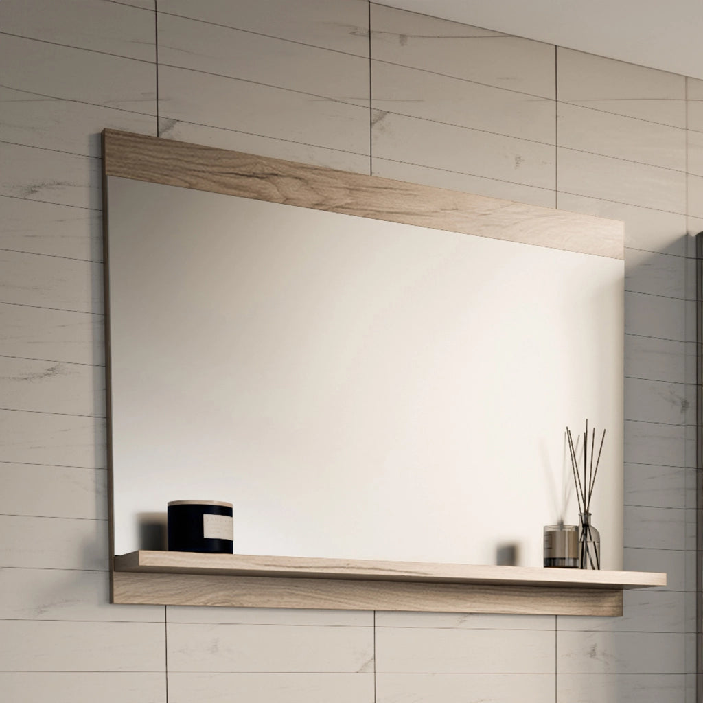 Specchio da Bagno Krildihana con Mensola 50 x 60 x 12 cm - Effetto Rovere [en.casa]