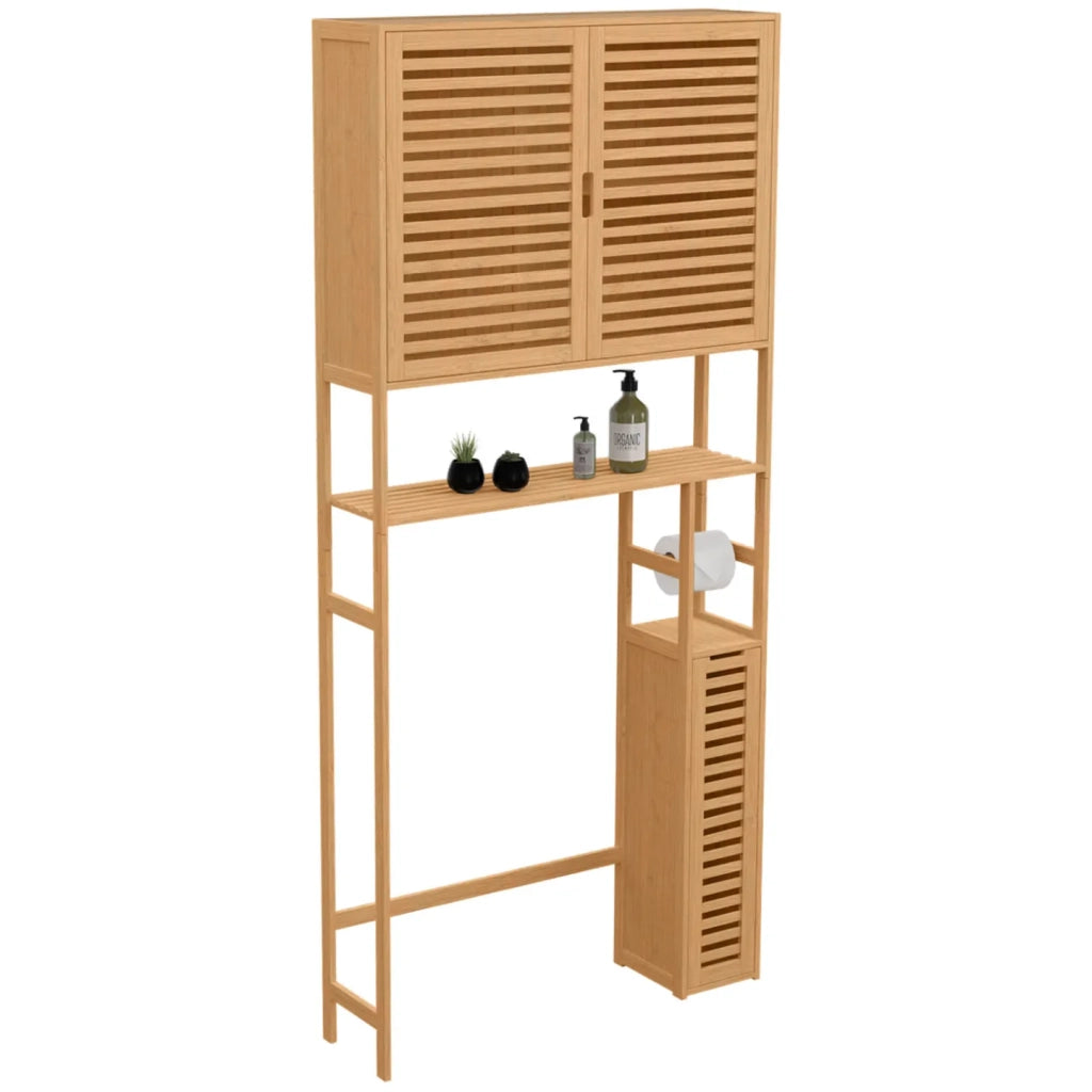 IDMarket - Mueble de aseo BEA 3 en 1 con armarios de bambú
