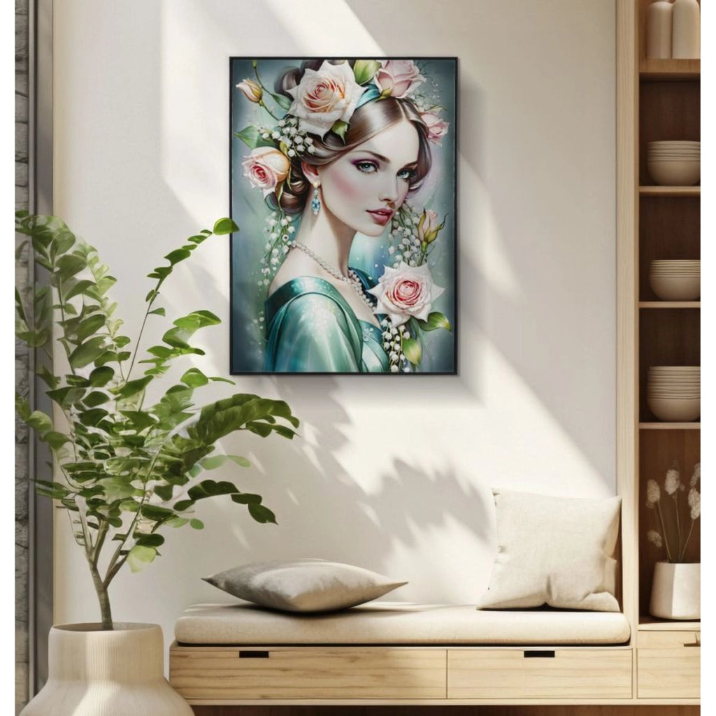 Dipinto su tela Fantasy A donna tropicale con cornice, 72x102 cm
