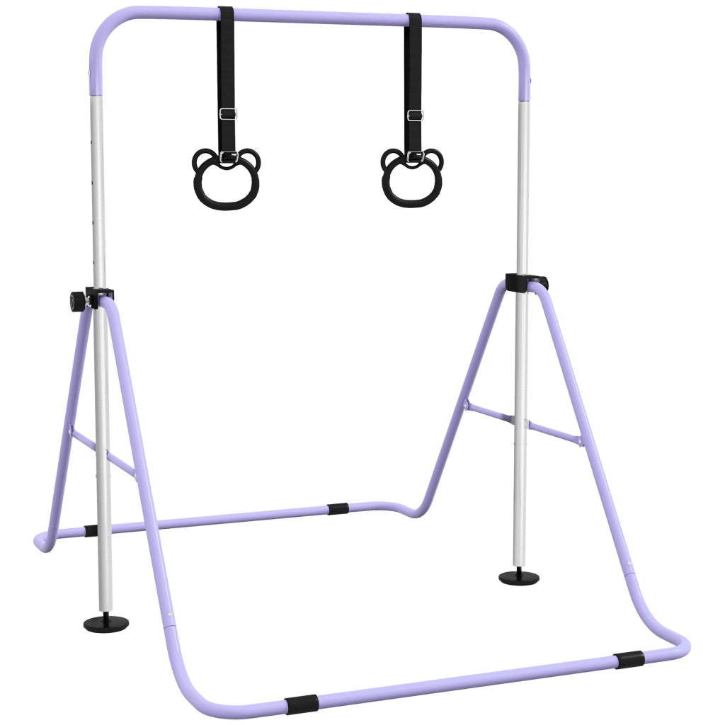 Barra per Trazioni Regolabile in Altezza ¨C Minimal ¨C 5 Livelli, Anelli, Pieghevole, Viola