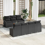 Set Divano da Giardino con archiviazione 8 pcs Nero polyrattan 3356462