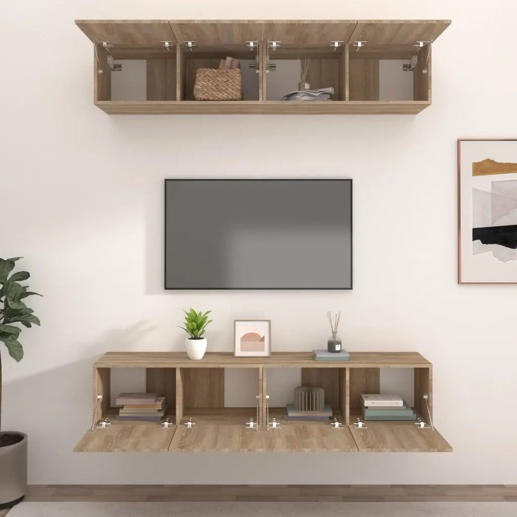 Mobili TV 4 pz Rovere Sonoma 80x30x30 cm in Legno Multistrato 3114184