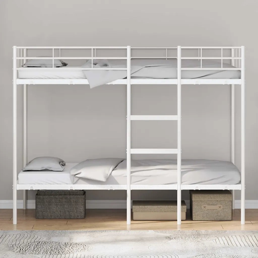 Letto singolo | Letto per adulti | Letto a Castello senza Materasso Bianco 100x190 cm in Acciaio