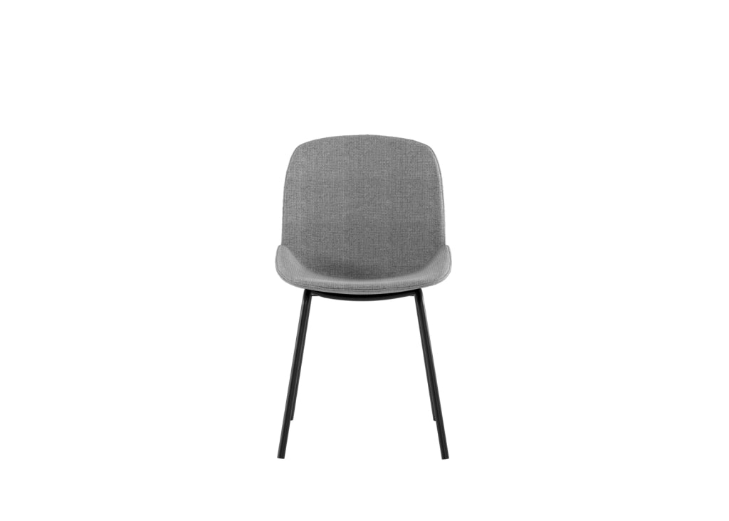 Sedia da pranzo Eva con seduta rivestita in tessuto grigio chiaro e struttura in polipropilene - Base in metallo nero - Dimensioni 46x57x80 cm
