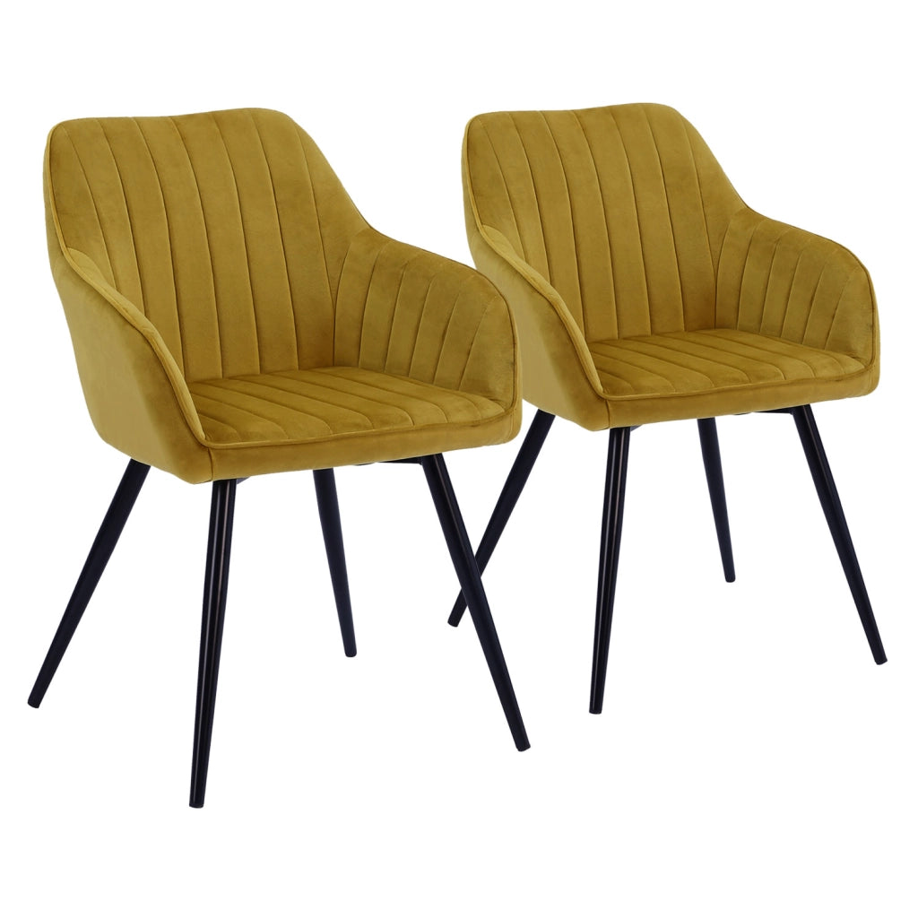 Set di 2 sedie BERTILLE in velluto senape