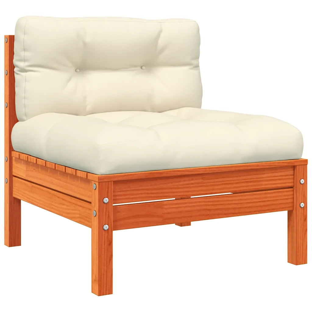 Divano Giardino Senza Braccioli Cuscini 2pz Marrone Cera Pino 838162