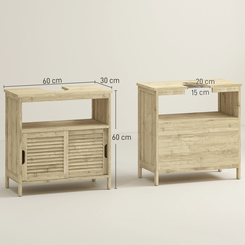 Mobile sottolavabo in bamb¨´ ¨C Xylo ¨C 2 ante, legno naturale, 60x30x60 cm