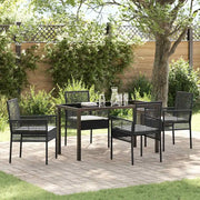 Set da Pranzo per Giardino con cuscino 5 pcs Nero polyrattan 3379865