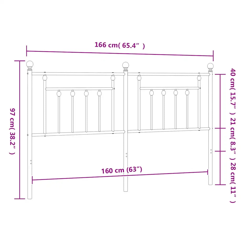 Testiera di Ricambio in Metallo Nero 160 cm 353572
