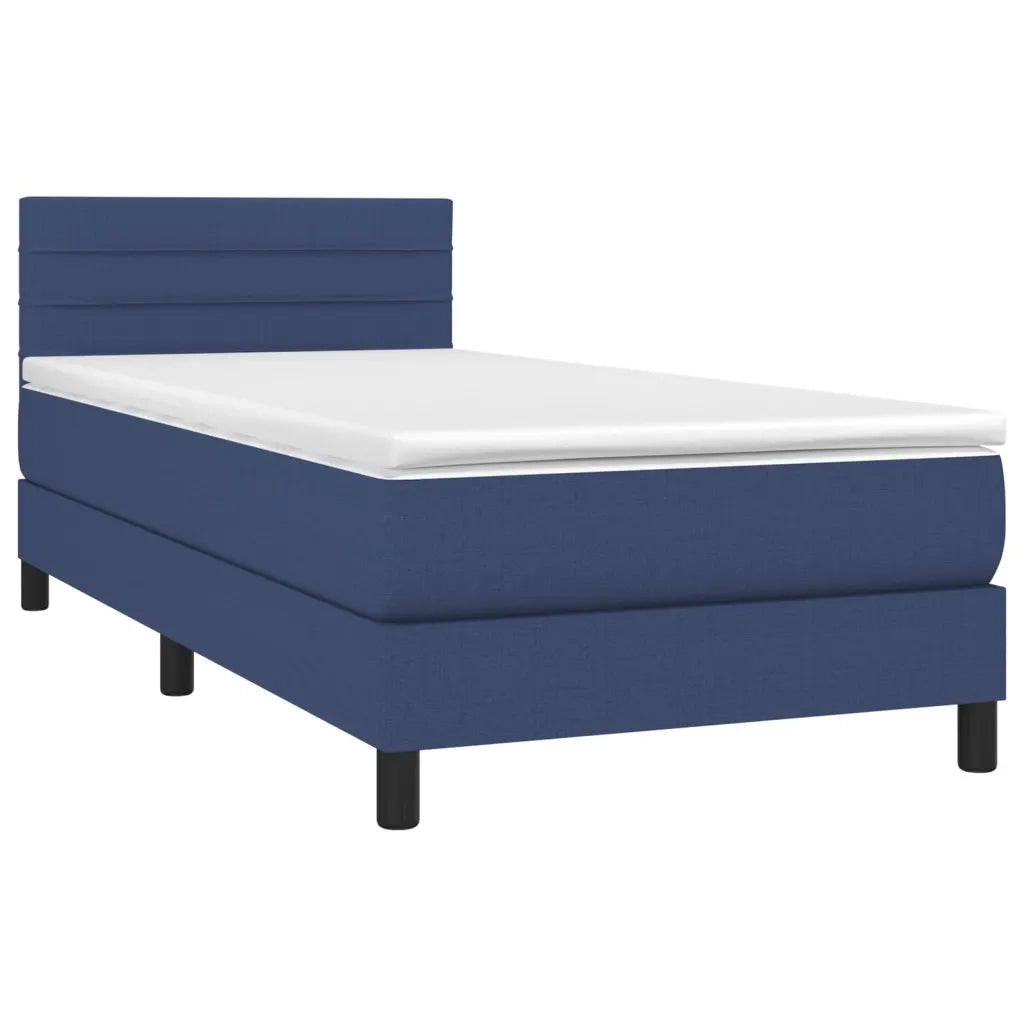 Letto a Molle con Materasso e LED-Struttura Letto con Materasso Blu 100x200cm in Tessuto 877432
