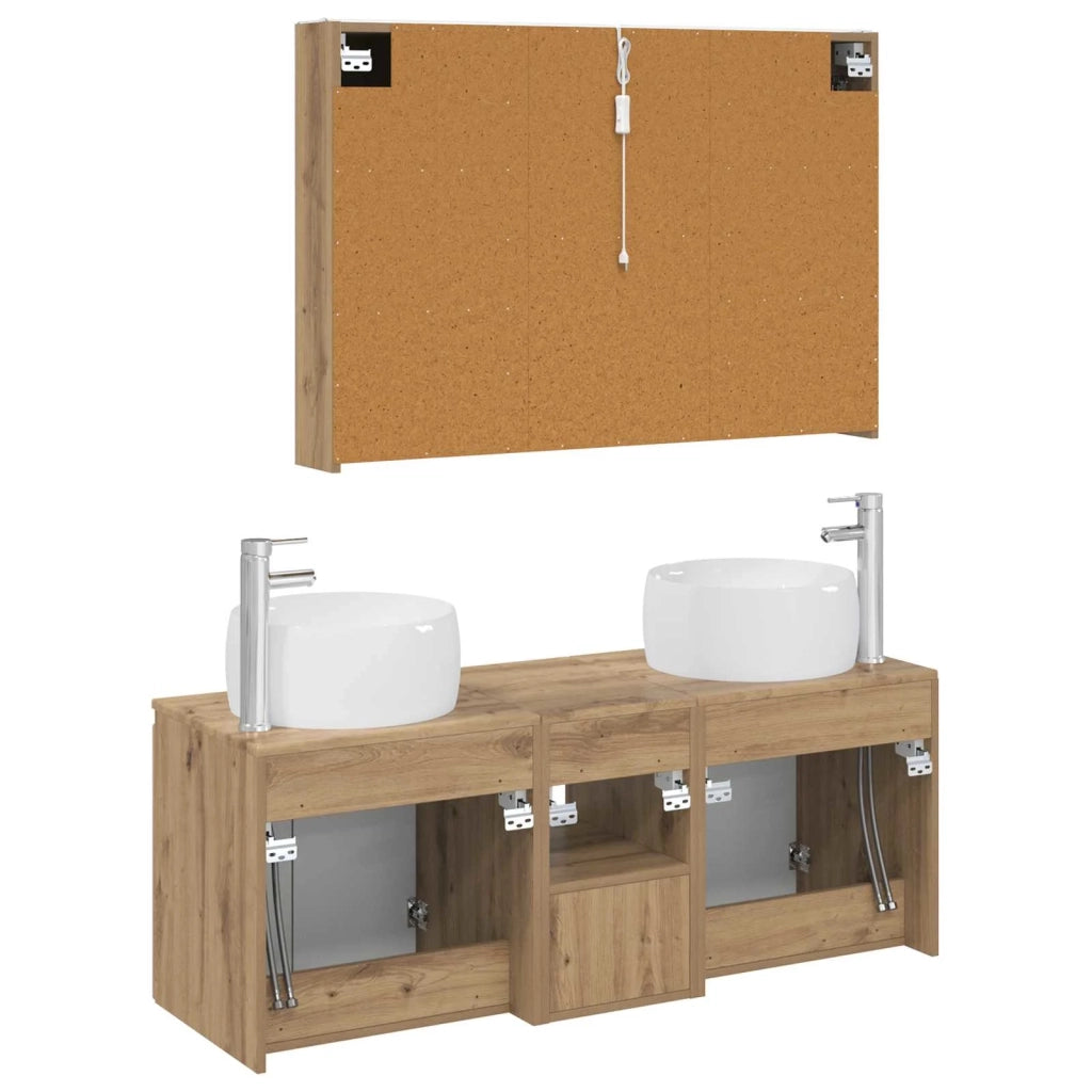 Set di Armadi da Bagno 4 pz Rovere Artigianale 3406550