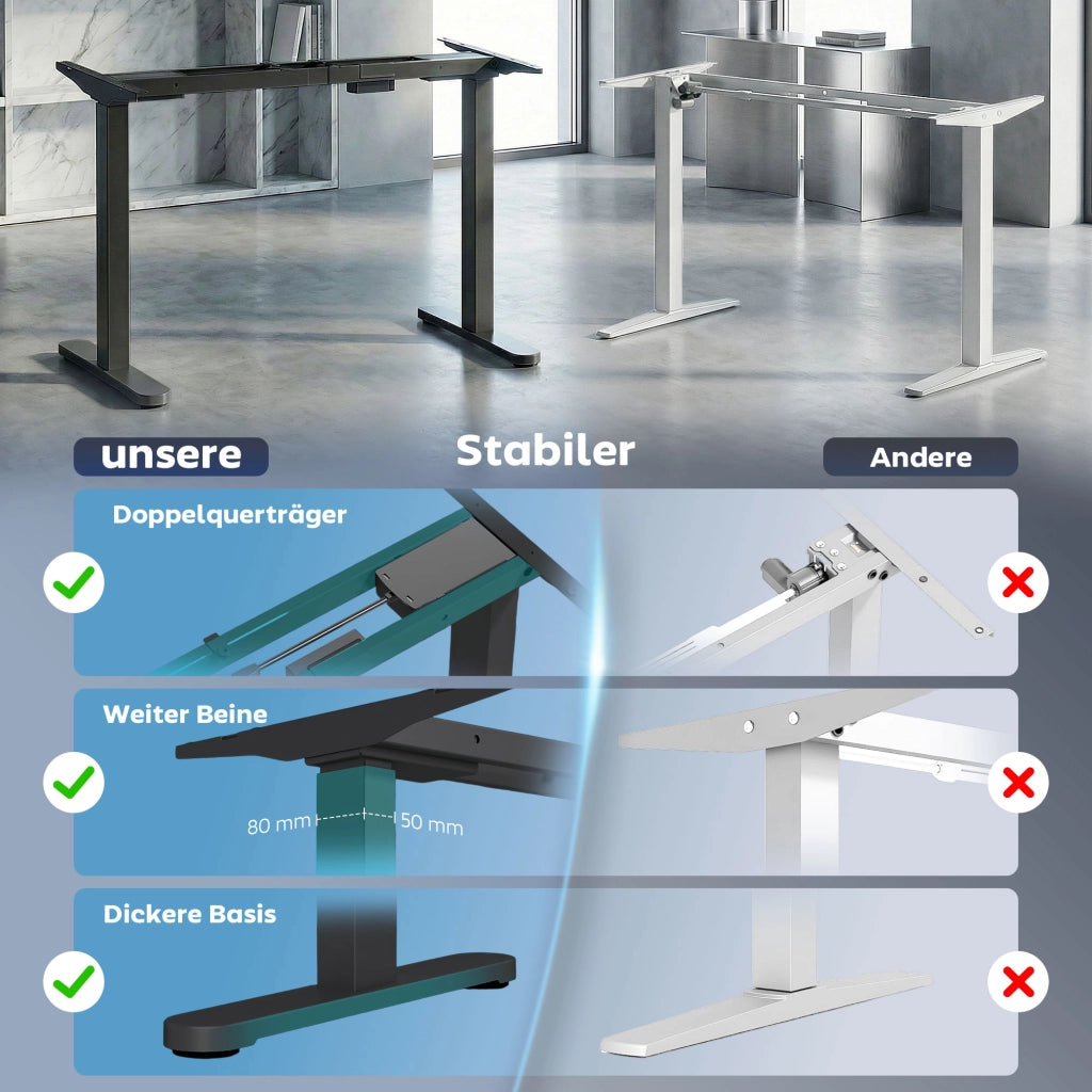 Scrivania regolabile in altezza ¨C zephmum ¨C nero, acciaio, 90x50x