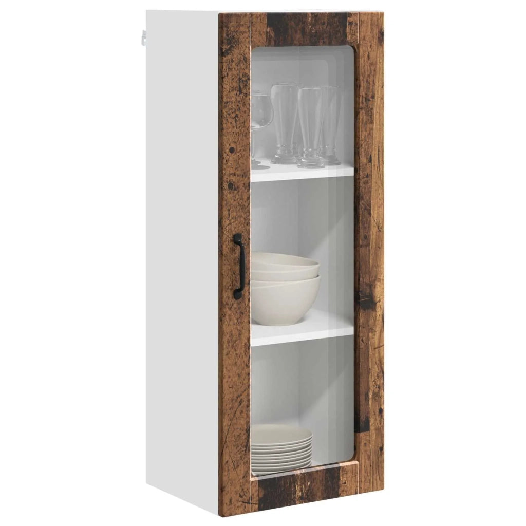 Pensile da cucina | Mobile in vetro da parete PORTO Legno vecchio 40 x 31 x 100 cm