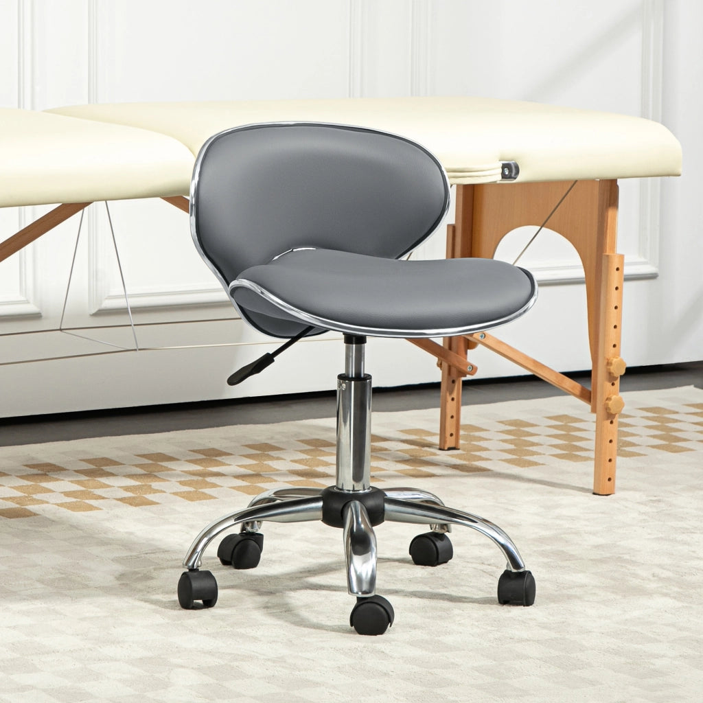 Sgabello da lavoro con rotelle e schienale ¨C Xylo ¨C altezza regolabile 44-56 cm, girevole 360¡ã, grigio