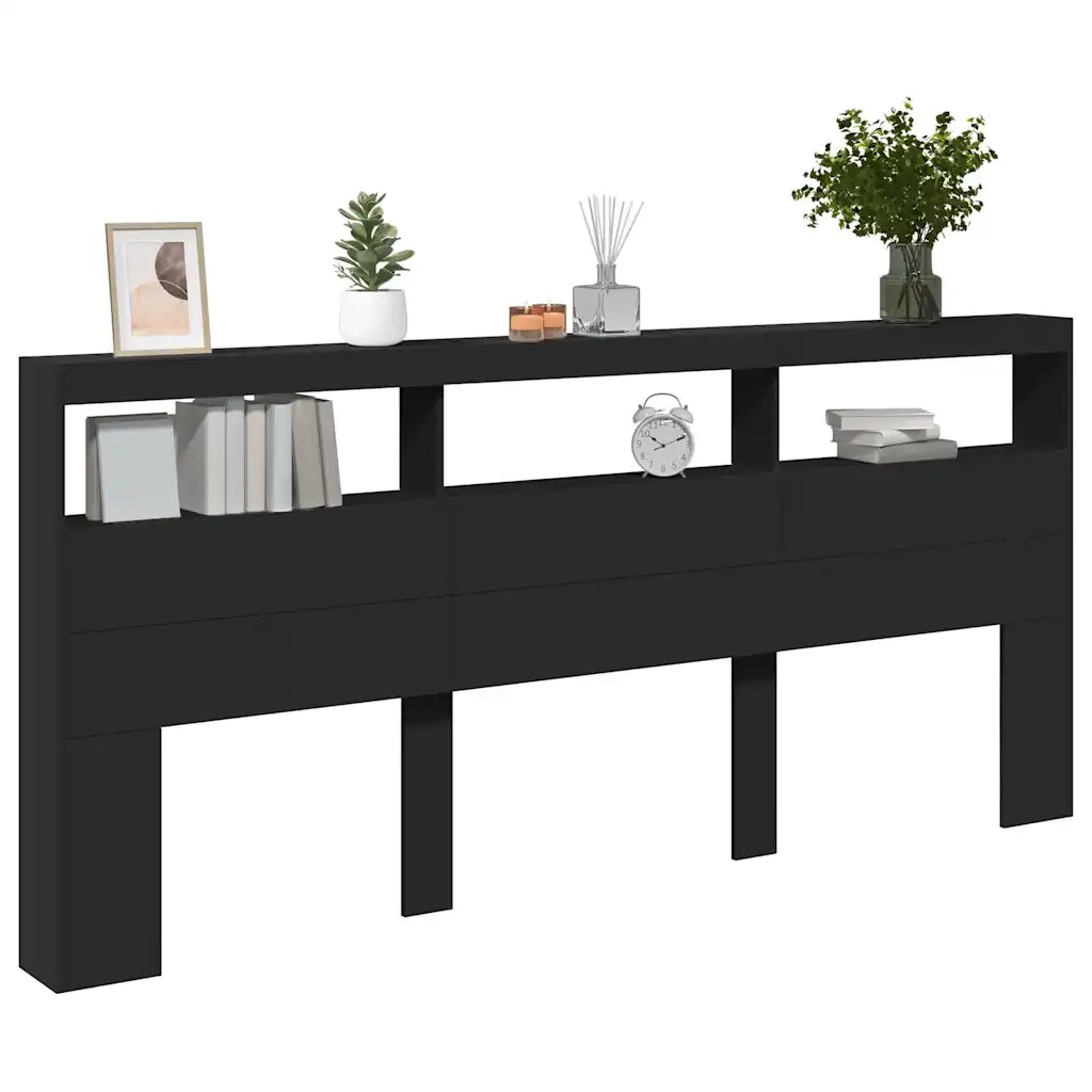 Testiera | Testata con Contenitore a LED Nera 220x17x102 cm