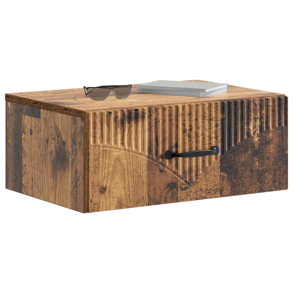 Set di 2 Comodini | Armadio da Notte | Mobiletto da notte a muro Legno antico 49 x 34,5 x 20 cm