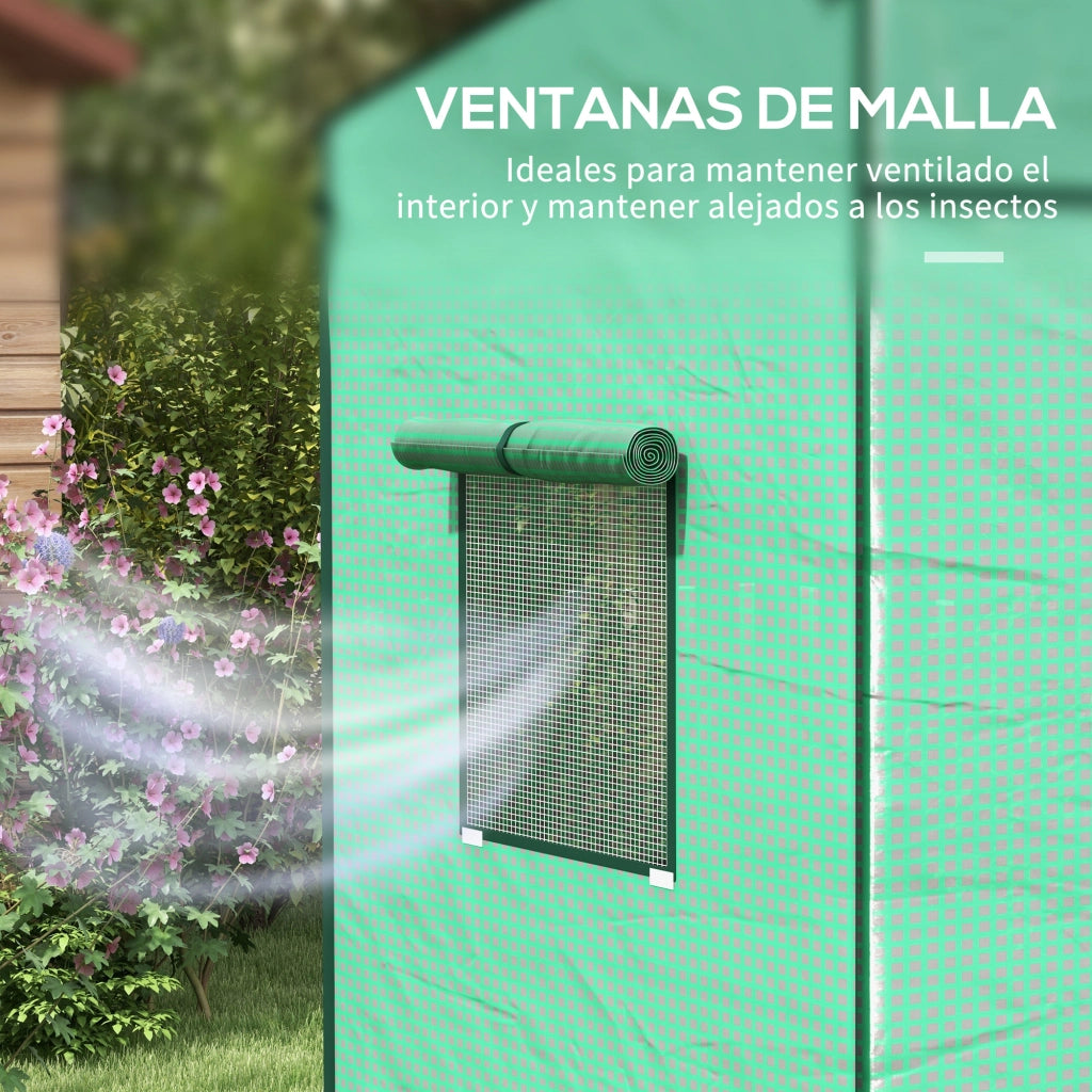 Serra da Esterno con Finestre a Rete e Porta a Cerniera ¨C zephmum ¨C Verde 196x77x197 cm
