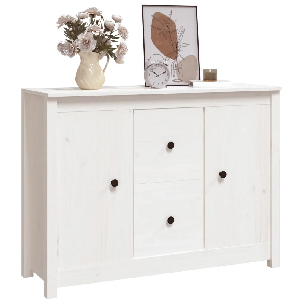 Credenza | Madia | Buffet da pranzo | Armadio da pranzo Bianca 100x35x74 cm in Legno Massello di Pino