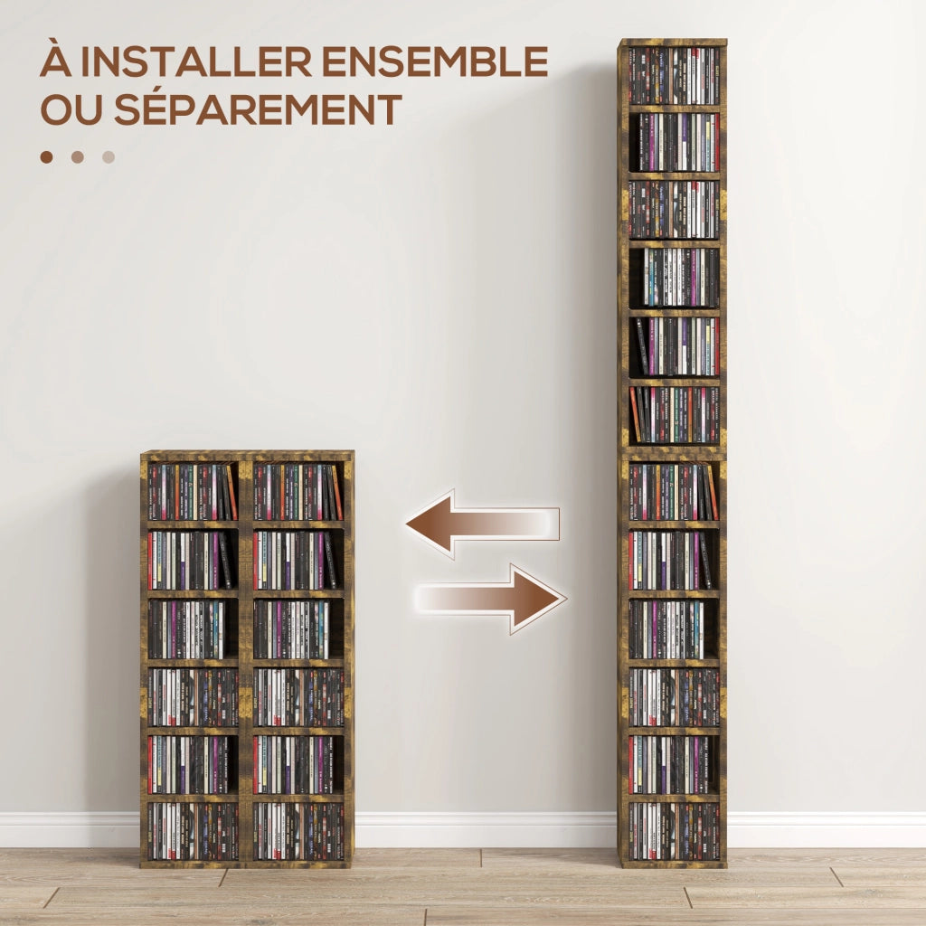 Libreria a colonna in legno ¨C Xylo ¨C 2 pezzi 12 scomparti marrone 21x22,5x88,5 cm