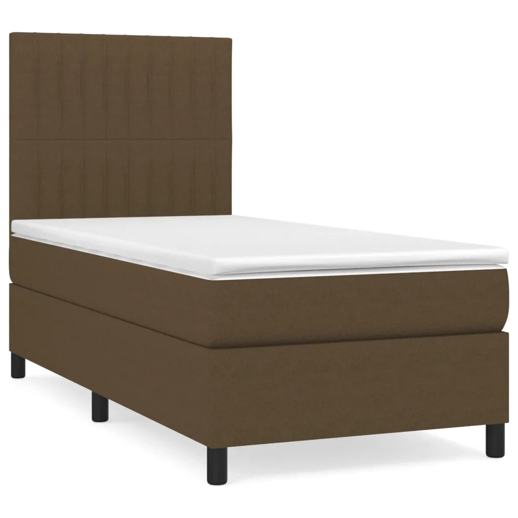 Giroletto a Molle con Materasso-Struttura Letto Marrone Scuro 80x200 cm Tessuto 320445