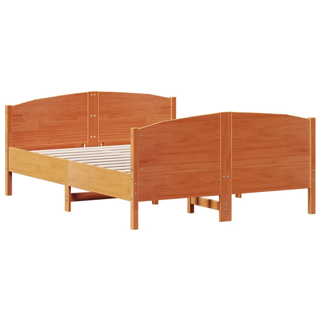 Giroletto senza Materasso-Struttura Letto Marrone Cera 140x200cm Massello Pino 748234