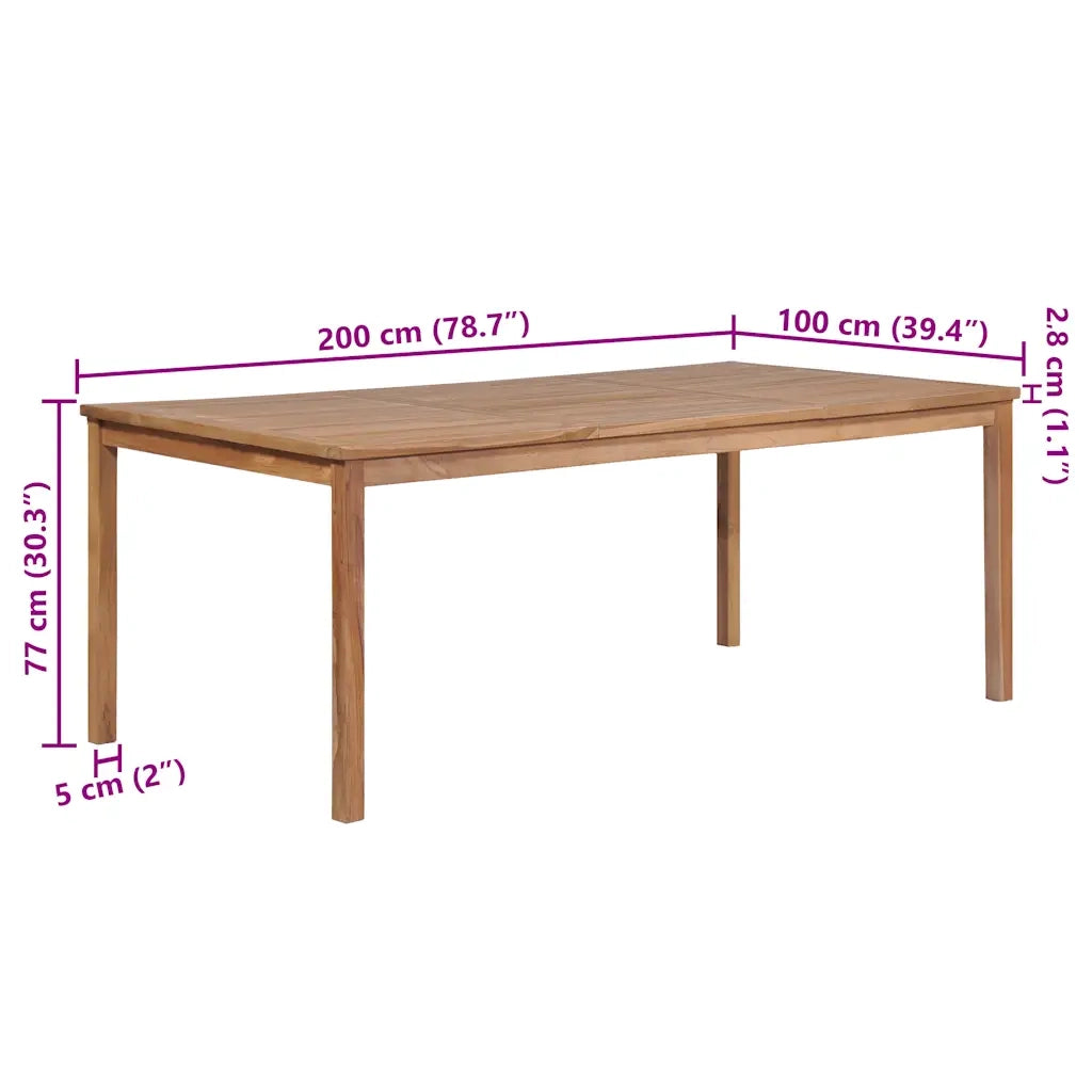 Tavolo da Giardino 200x100x77 cm in Legno Massello di Teak 44998