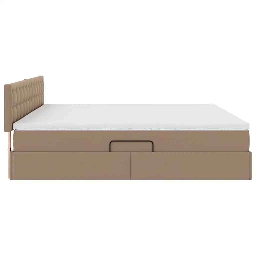 Letto con contenitore e materasso Cappuccino 200 x 200 cm 3370412