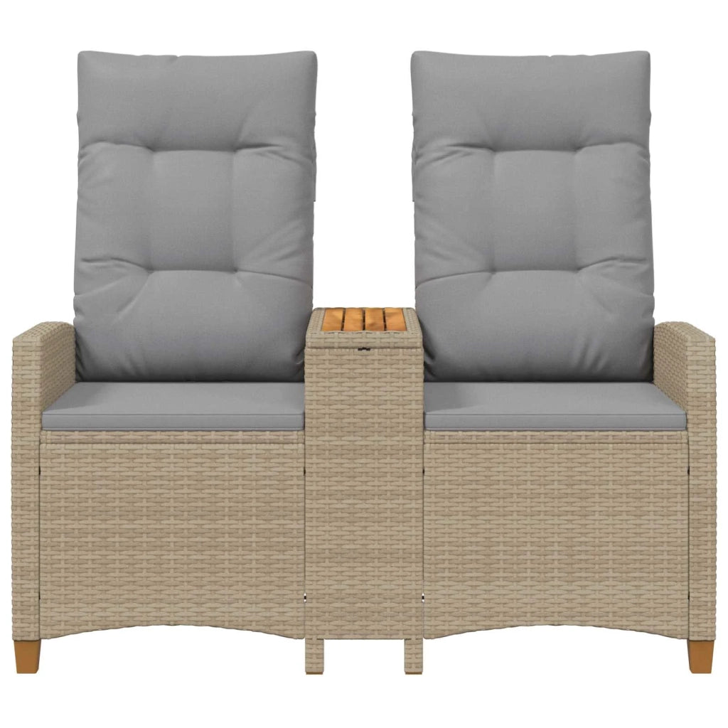 Panchina reclinabile con tavolo Beige e Grigio Chiaro