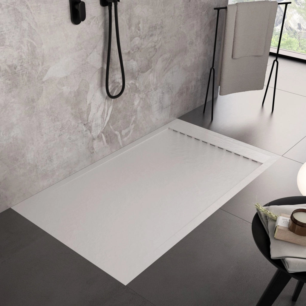 Piatto doccia in marmo resina bianco pietra cemento prestige, misura 90x110