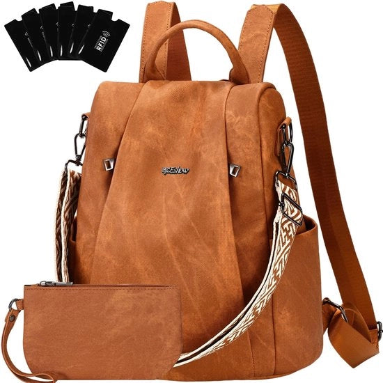 Borsa per Donne - Piccola/Impermeabile - Antifurto - Pelle Vegan - Cinturino Schiena Comodo - Design Moderno - Portafoglio