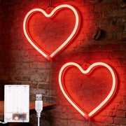 2 Bordini LED a forma di cuore rossi per decorazione