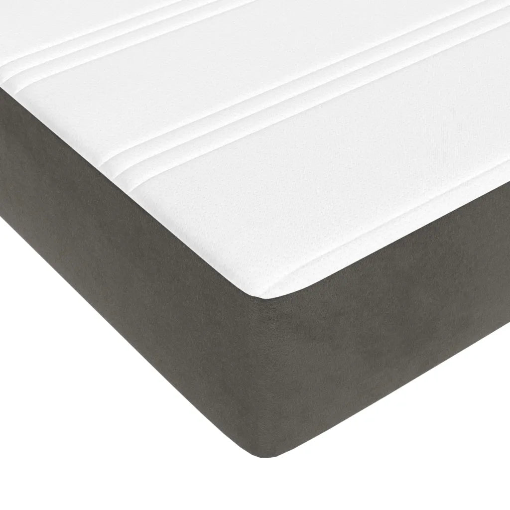 Materasso a Molle Insacchettate Rigidit¨¤ Media Grigio Scuro 160x200x20 cm in Velluto