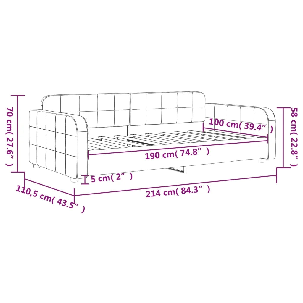 Letto da Giorno Grigio Chiaro 100x190 cm in Velluto 354076