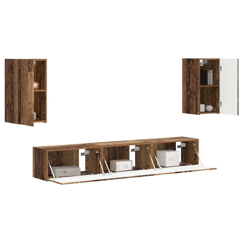 Set mobile TV 5 pz-Credenza per TV Legno vecchio Legno multistrato 275371