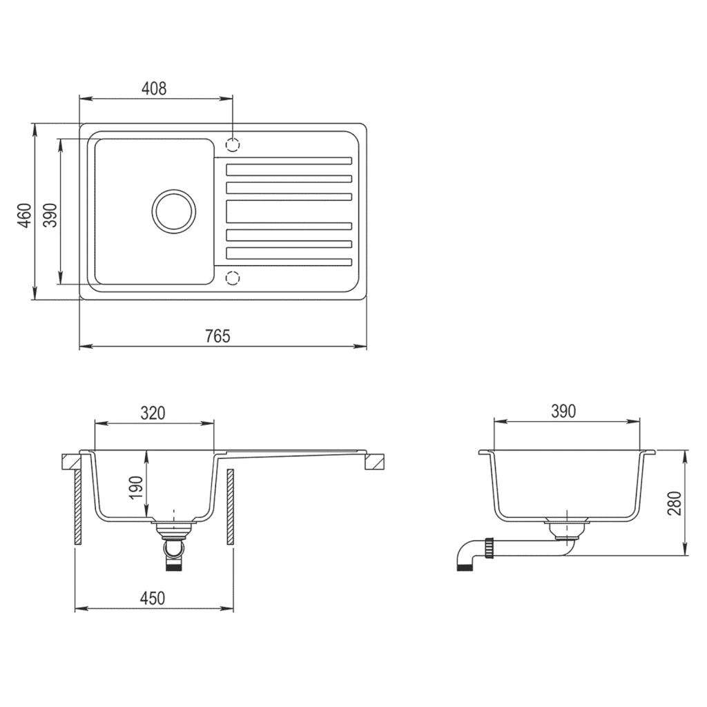 Lavello da Cucina in Granito Vasca Singola Beige 144849